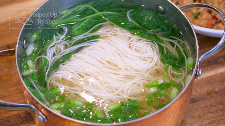 Image of Ocne the noodles are cooked to your desired doneness, transfer them into the chicken broth and there you have it—a delicious meal that is well balanced with proteins, vegetables, and carbs. The noodle soup is simple but really comforting.