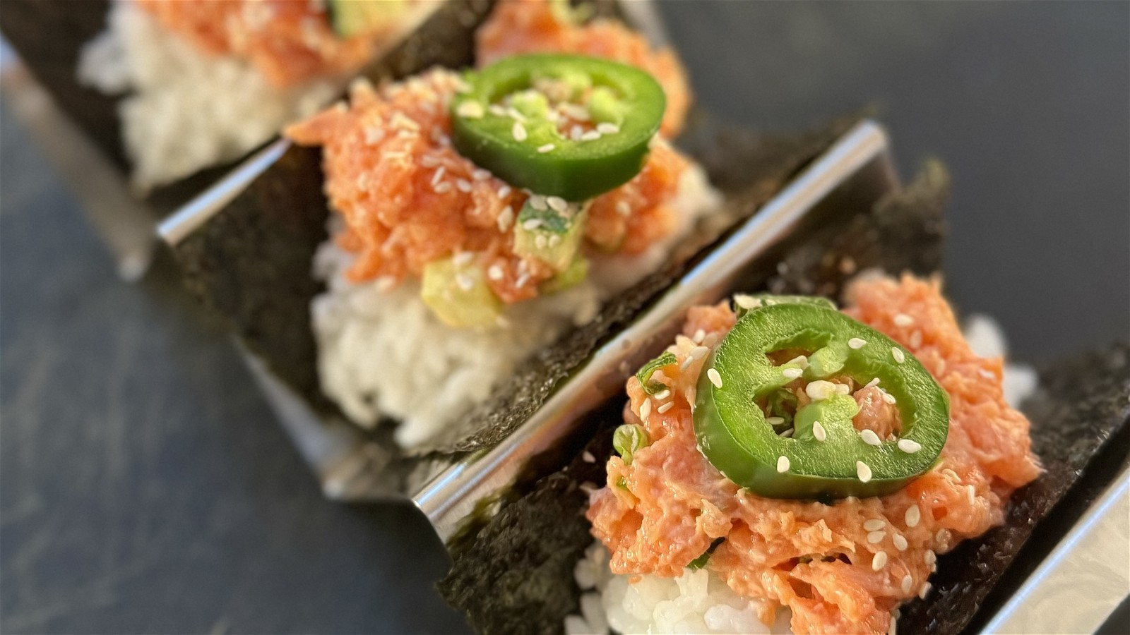 Image of Spicy Salmon Sushi Tacos