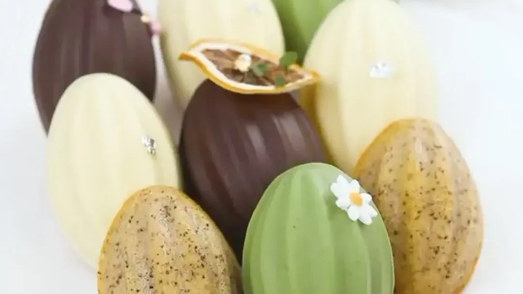 Image of Chocolate Dipped Matcha Madeleines