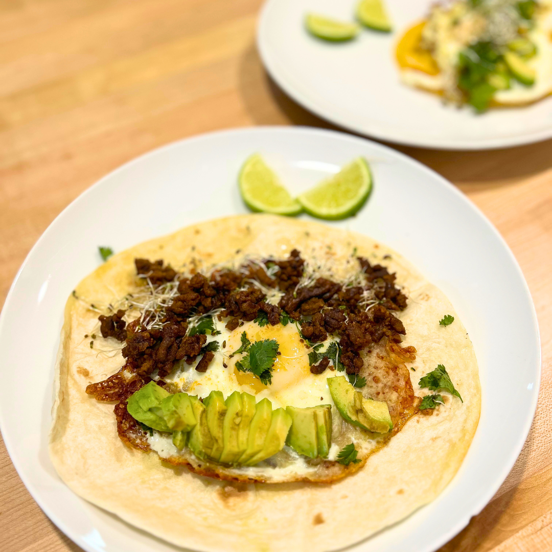 Five Minute Crispy Feta & Egg Smash Tacos