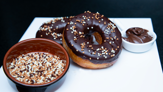 Image of Chocolate Glazed Donuts Filled with Dark Chocolate 