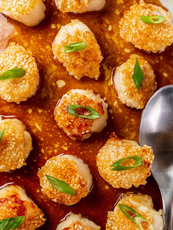 Sesame Honey Scallops – Sizzlefish