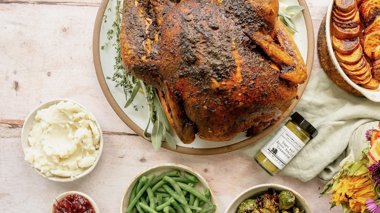 Image of Brined Roasted Turkey with Sage & Spice Poultry Seasoning