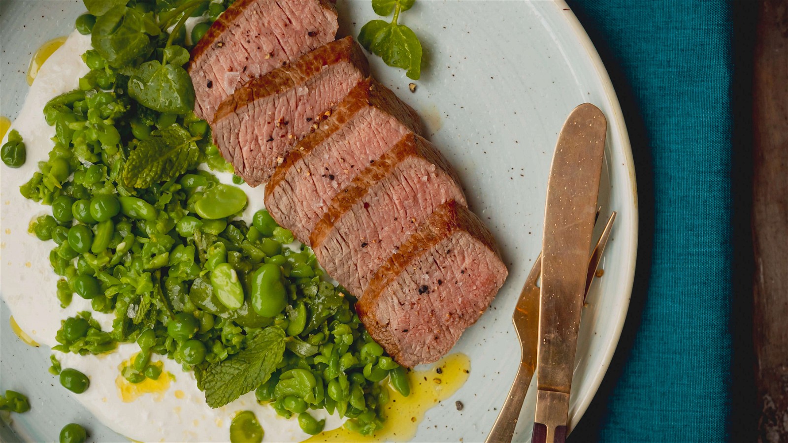 Image of Lamb Fillets With Whipped Feta & Crushed Peas