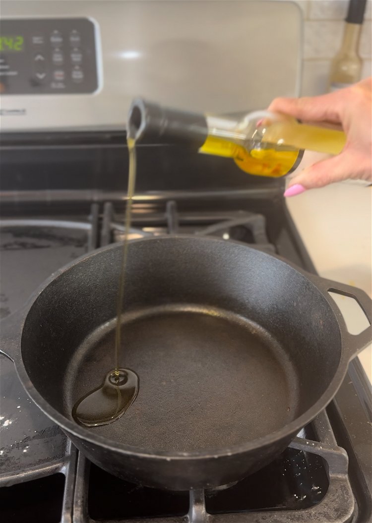 Image of Heat olive oil in a nonstick skillet over medium heat.