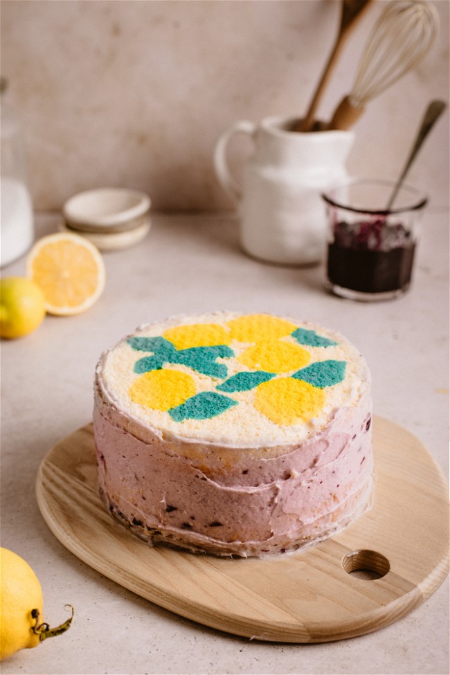 Image of Torta dibujada de limón y arándanos