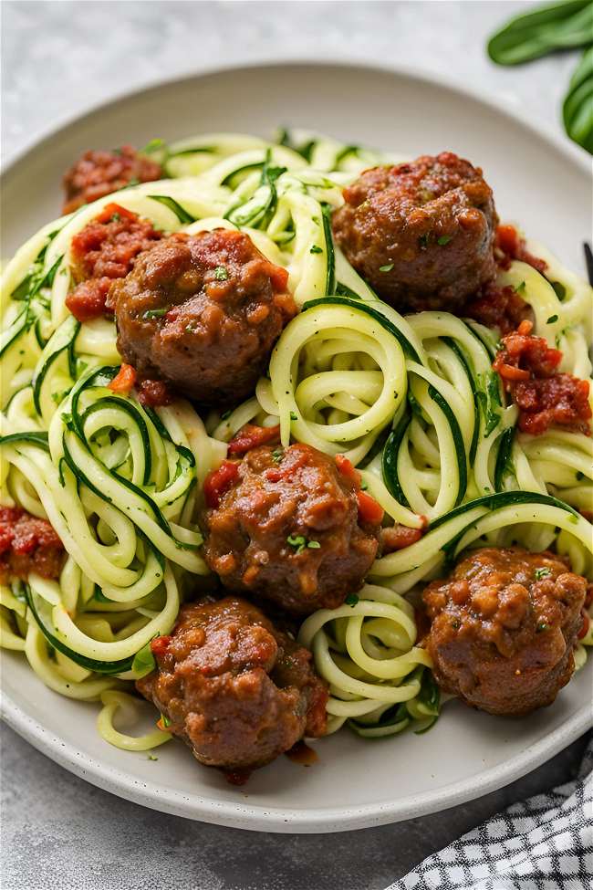 Image of Bison Meatballs with Zoodles 