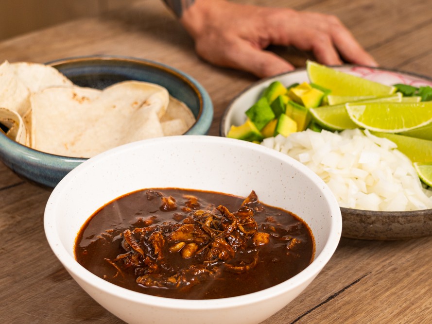 Andy Cooks - Pozole Stew with Tortillas and Avocado