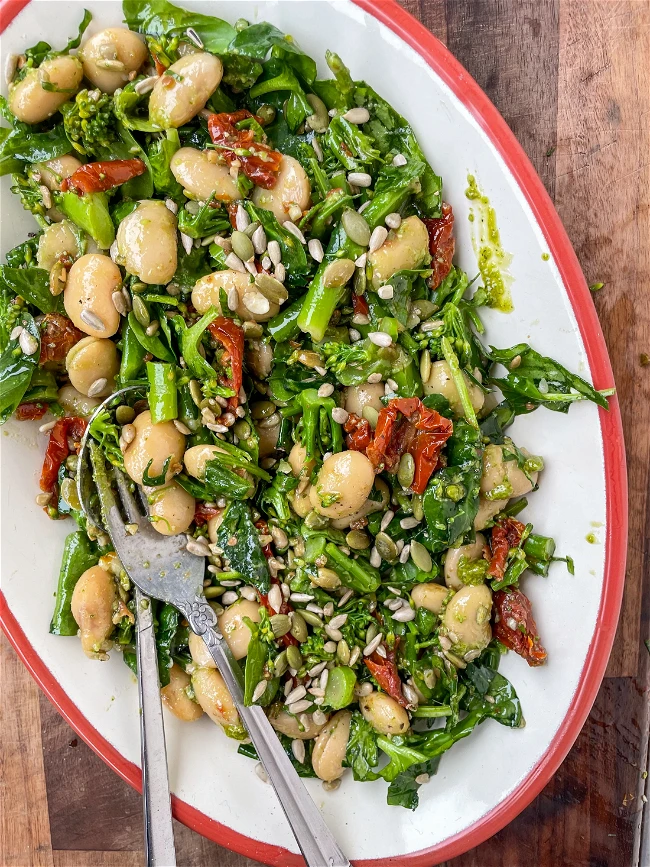 Image of Butter Bean, Broccoli, Sundried Tomato + Pesto Chopped Salad