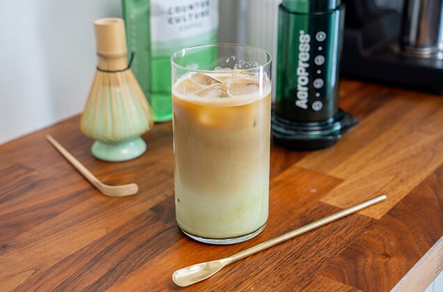Image of Dirty Matcha Iced AeroPress Latte Recipe