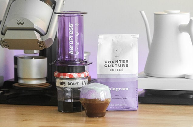 Image of Ube Einspänner AeroPress Latte Recipe