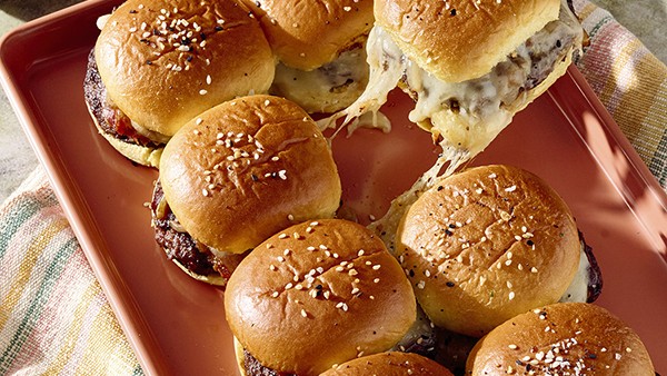 Image of BBQ, Bacon, and Caramelized Onion Cheeseburger Sliders 