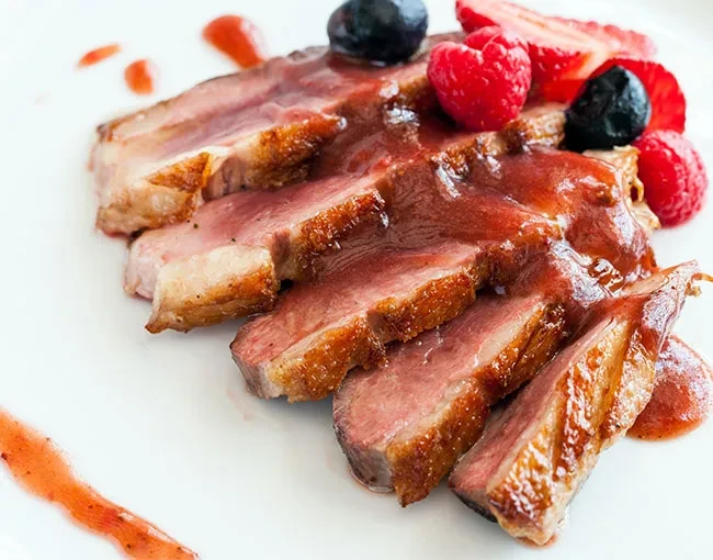 Image of Caraway Duck with Raspberry Sauce