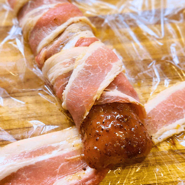 Image of Repeat the process with the remaining bacon and tenderloin.