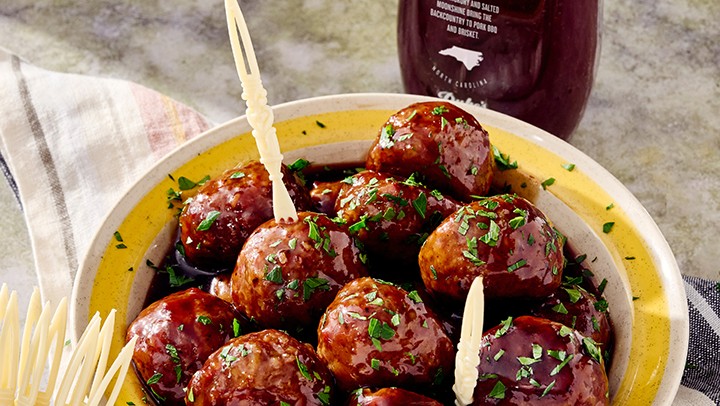 Image of Hickory Bourbon BBQ Slow Cooker Meatballs