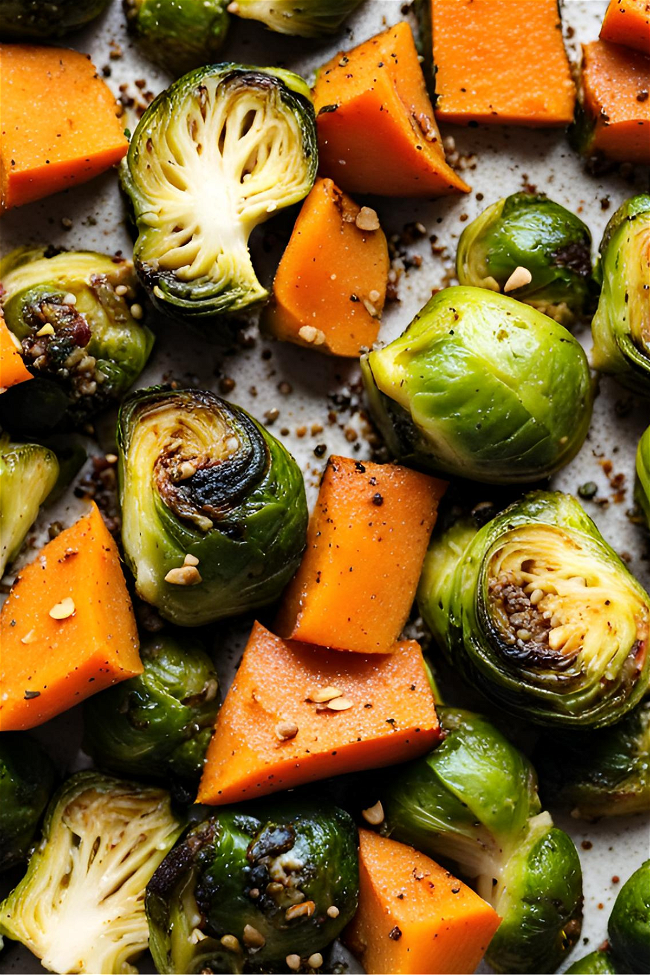 Image of Crispy Sweet Potato and Brussels Sprouts