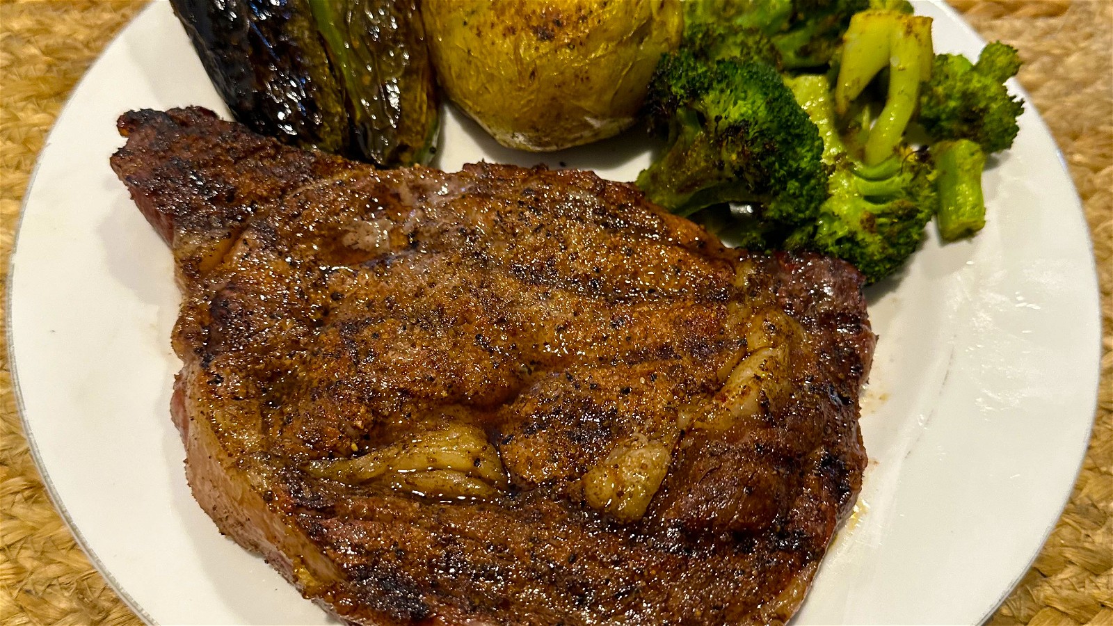 Image of Ancho Ribeye Steak with Roasted Potatoes and Broccoli