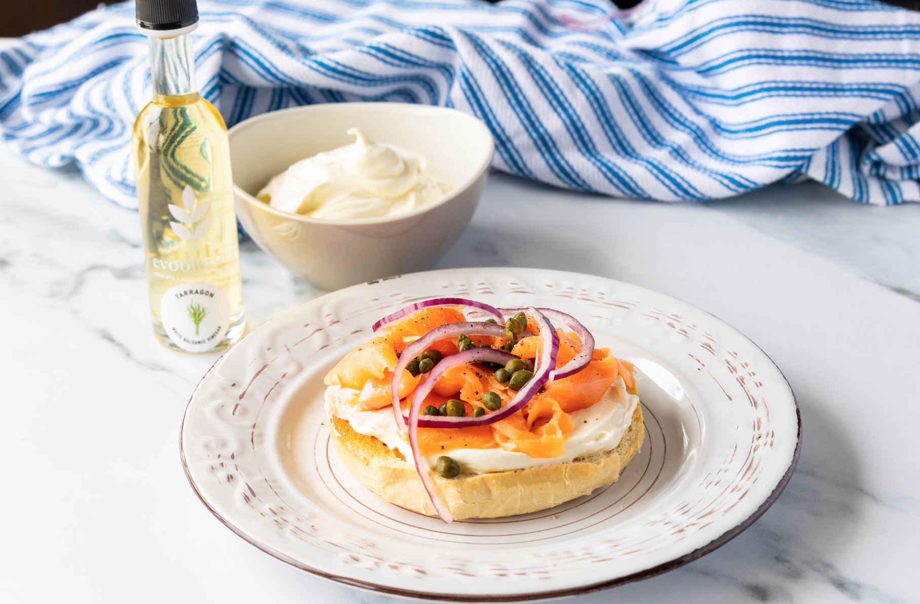 Image of Smoked Salmon Bagels with Tarragon Balsamic Cream Cheese