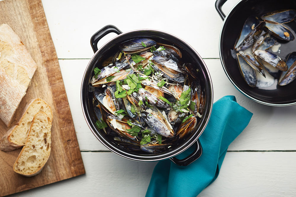 Mejillones al vapor con ajo y perejil