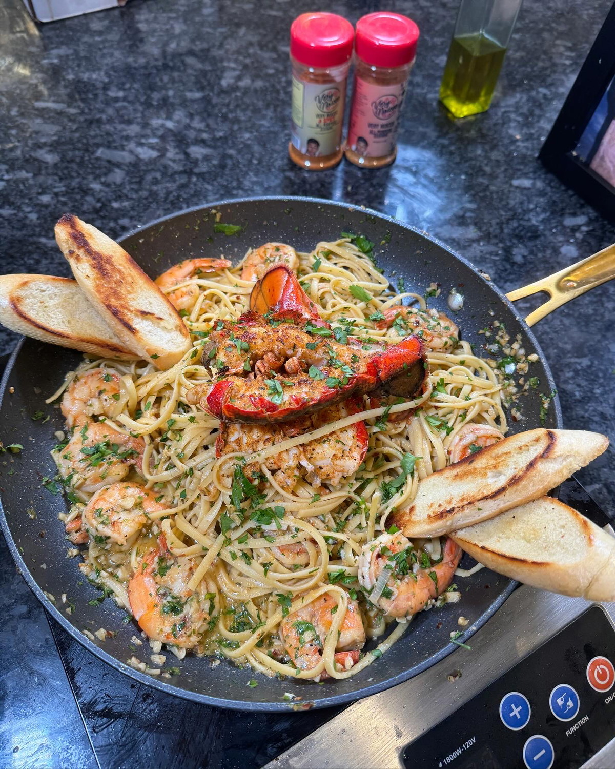 Lobster and Shrimp Scampi Pasta