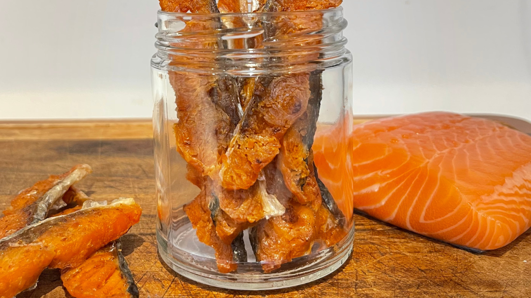 Image of Homemade Air Fried Salmon Jerky for Dogs |  Salmon Dog Treats Recipe