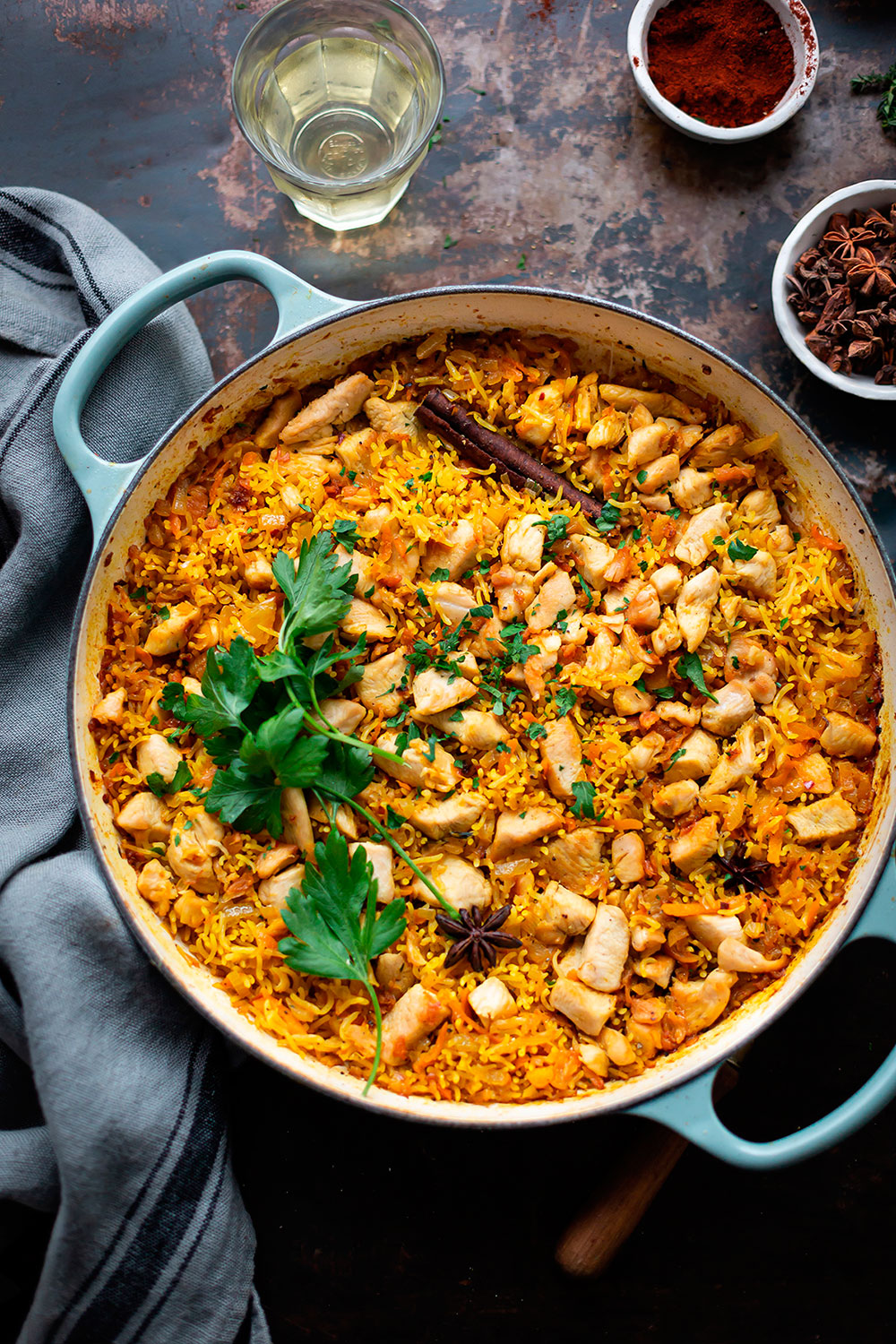 Pilaf di pollo e arancia