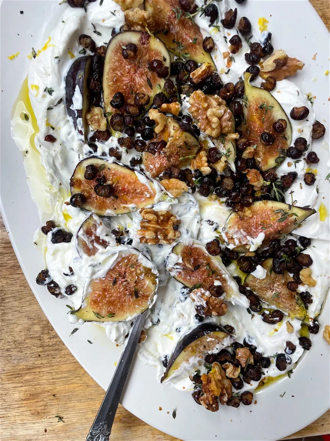 Image of Whipped Goats Cheese, Figs + Crispy Carlin Peas