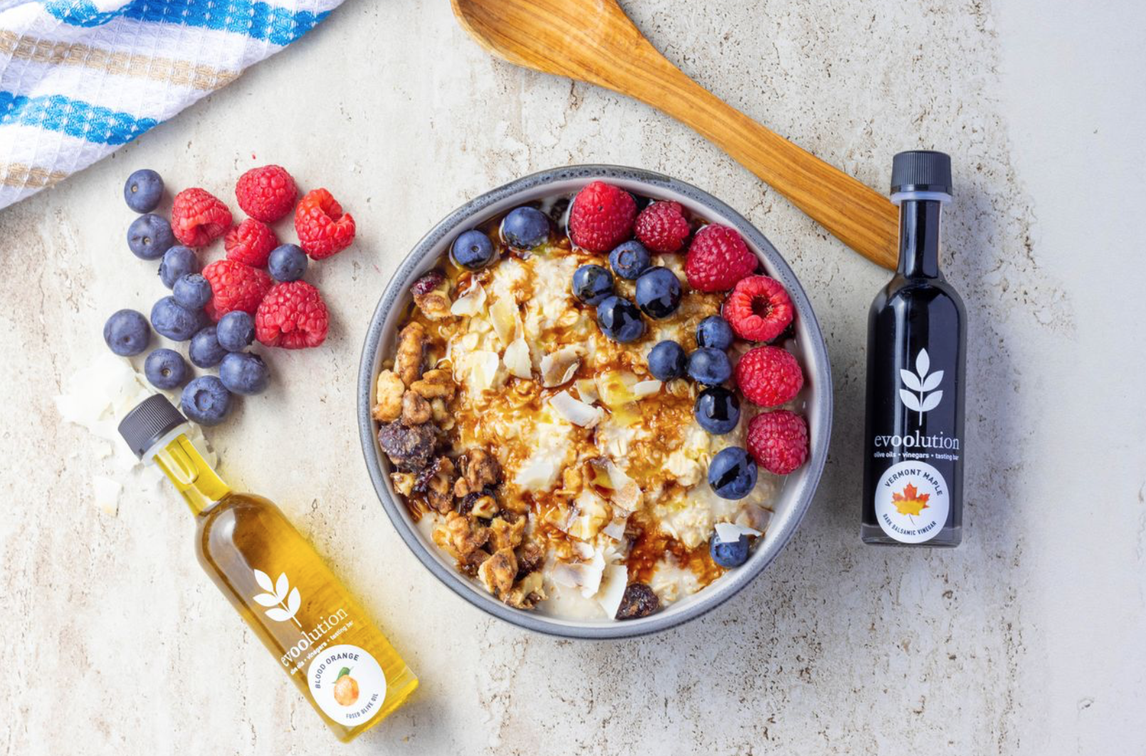 Image of Oatmeal Bowls with Blood Orange Olive Oil and Vermont Maple Balsamic