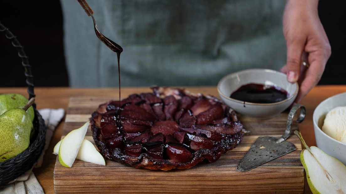 Image of Glühwein Poached Pear Tarte Tatin