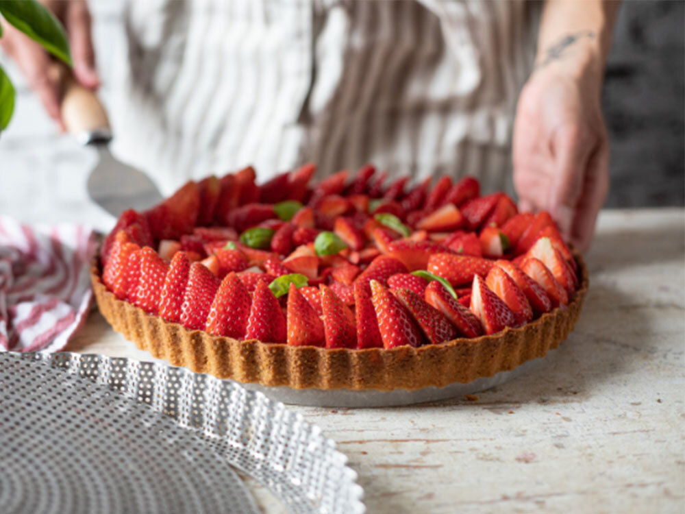 Crostata di fragole e basilico