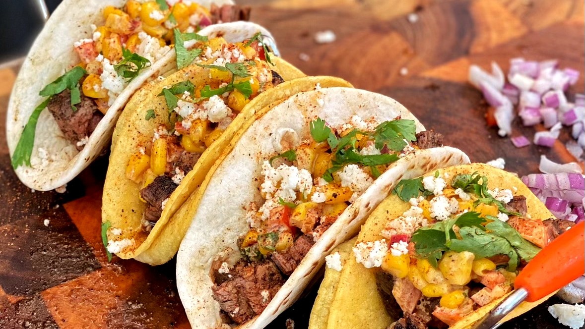 Image of Elote Steak Tacos