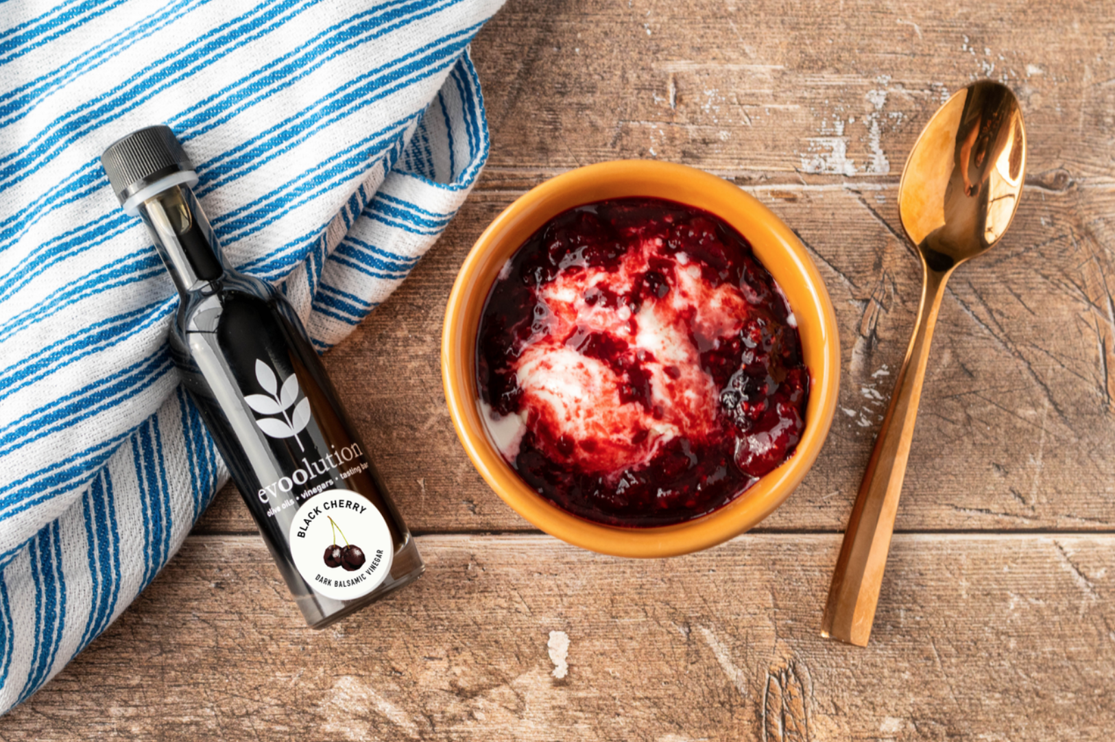 Image of Berry Ice Cream Compote with Black Cherry Balsamic