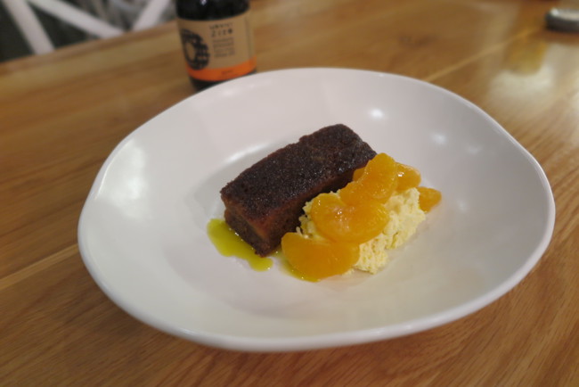 Image of orange malva pudding with clotted cream & mandarin