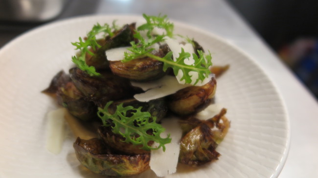 Image of fried brussels sprouts with truffled pecorino & lemon pressed extra virgin olive oil