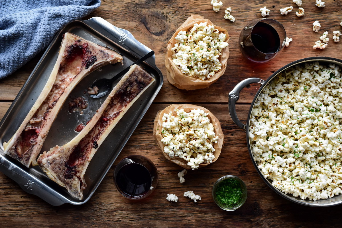 Popcorn with Bone Marrow Garlic Butter