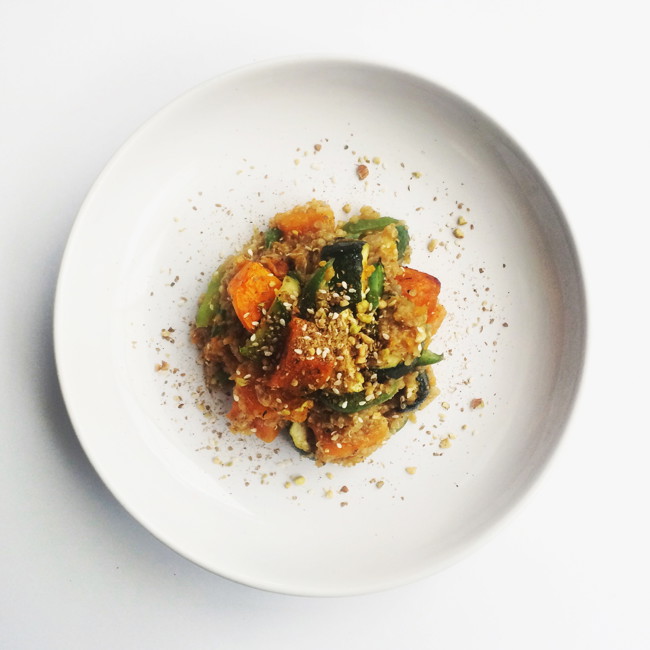 Image of quinoa risotto with roasted pumpkin, zucchini & capsicum