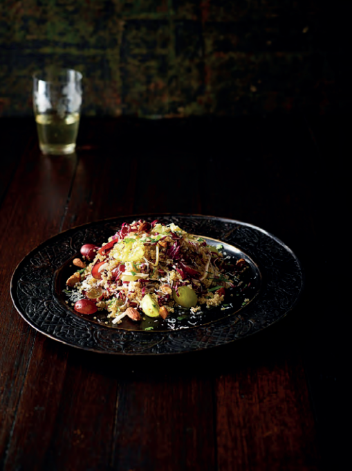 Image of quinoa salad with grape, radicchio, almond & pecorino