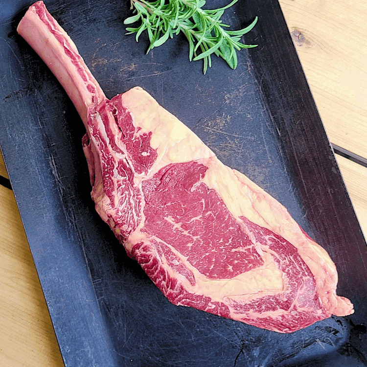 Image of Remove the bison tomahawk steak from the refrigerator and let it come to room temperature (about 45 minutes).