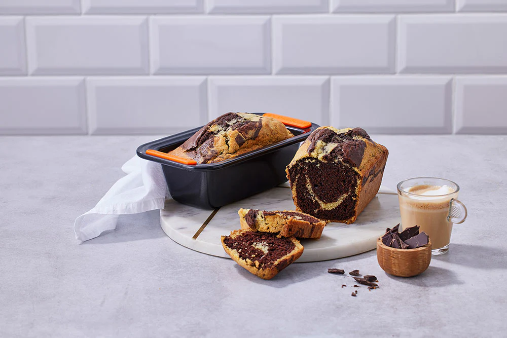 Mini bizcocho marmolado de chocolate y vainilla