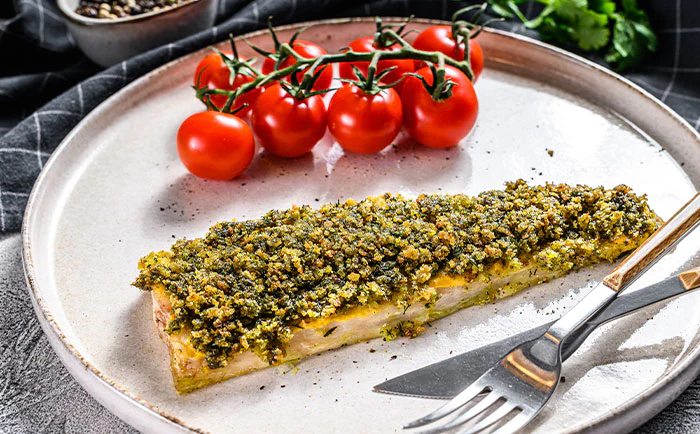 Merluza con costra de parmesano
