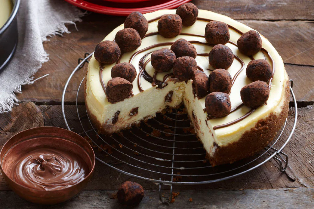 Cheesecake tradicional con remolinos de Nutella (¡y cómo hacer trufas de chocolate!)