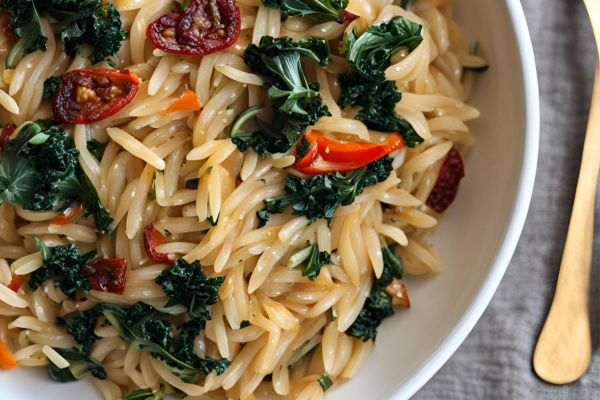 Image of Browned Butter Orzo Pasta with Sundried Tomatoes & Sautéed Veggies