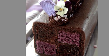 Image of Violet And Chocolate Battenberg Cake Recipe 