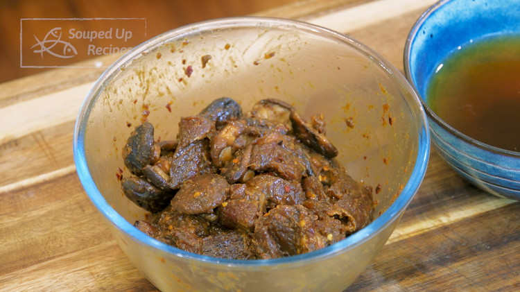 Image of Add the mushrooms to the beef and stir so they can absorb some flavors. By the way, the mushrooms I used are very small. If yours are big, you may need to cut them.