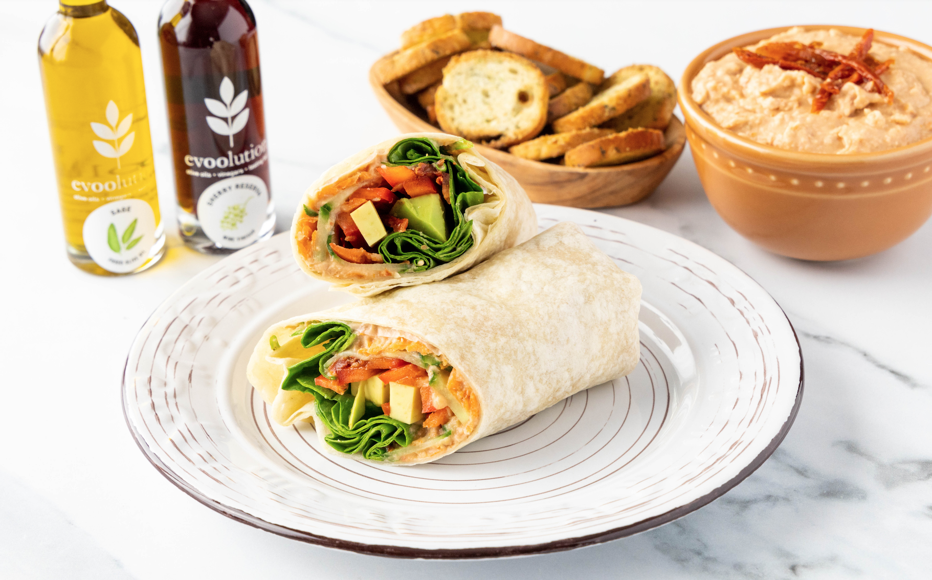 Image of Veggie Wraps with Sage Olive Oil Bean Dip