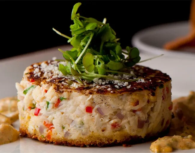Image of Crab Cakes with Roasted Red Pepper Sauce