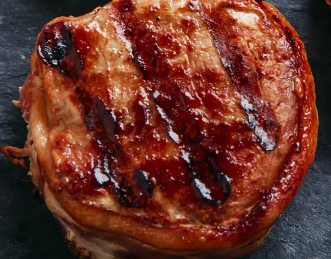 Image of Grilled Bacon Wrapped Molasses Glazed Filet Mignon
