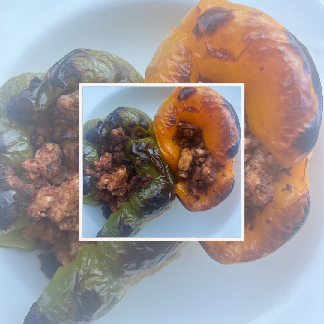 Stuffed Roasted Peppers, Tofu Walnut 'Meat'