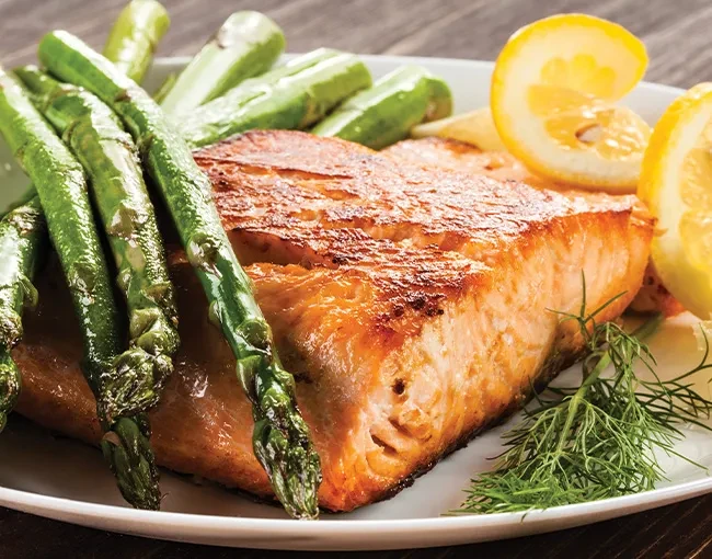 Image of Air-Fried Wild Salmon and Asparagus