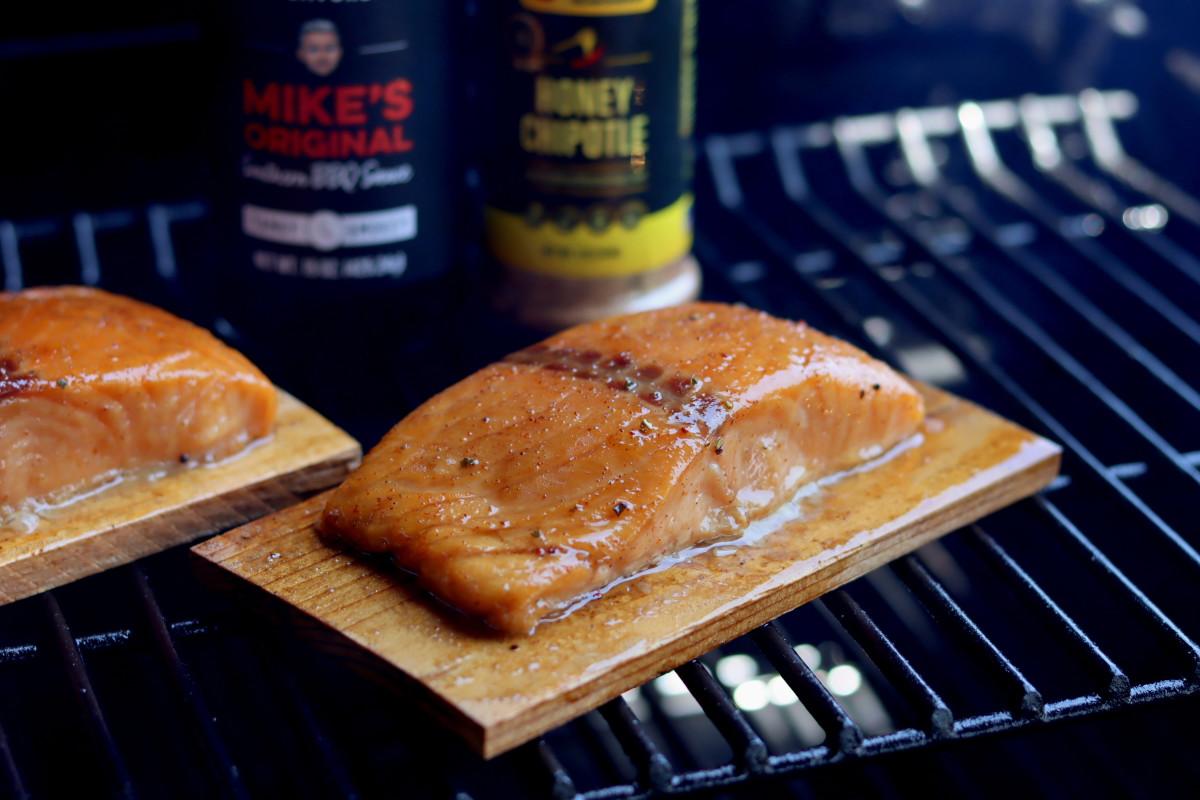 Bourbon BBQ Cedar Plank Salmon
